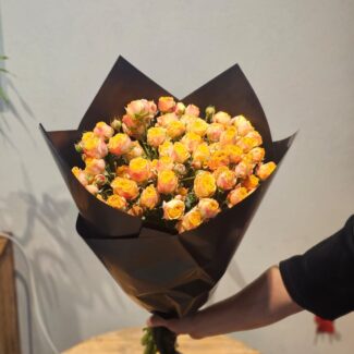 10 Orange & Yellow Baby Roses Bouquet