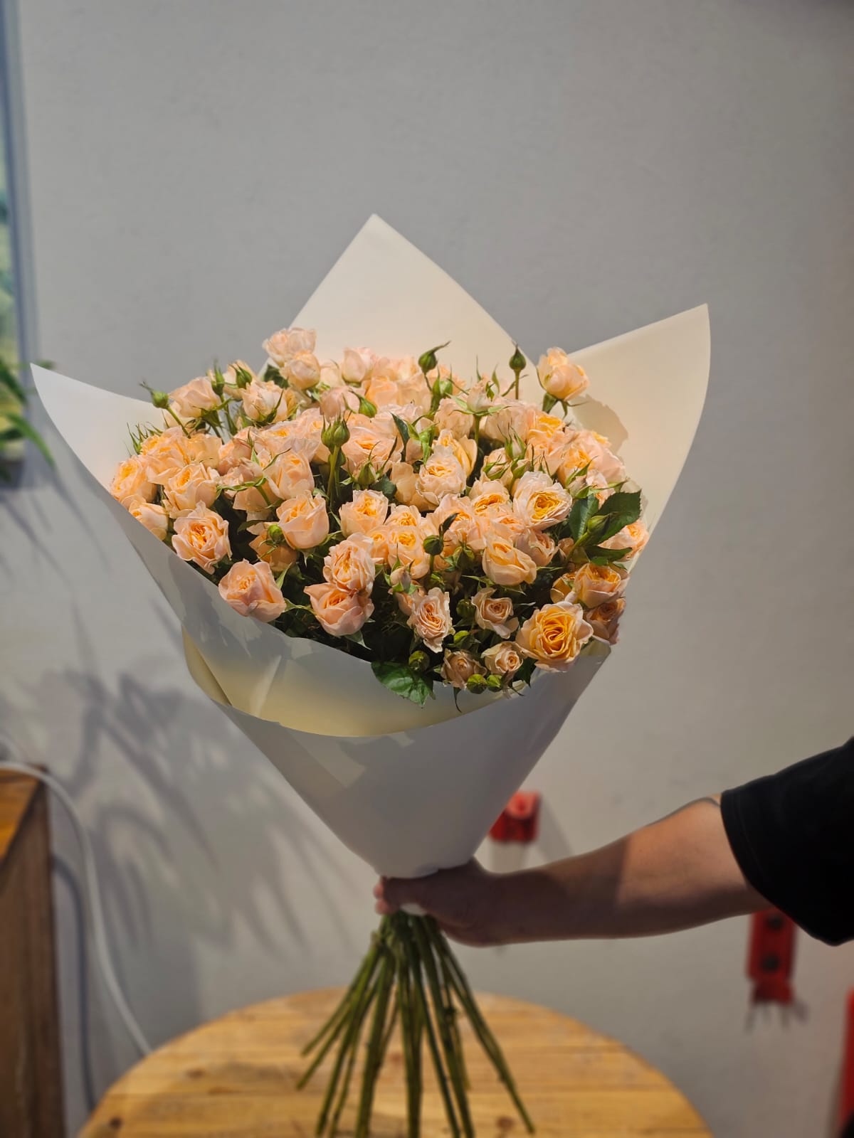 10 Peach Baby Roses Bouquet