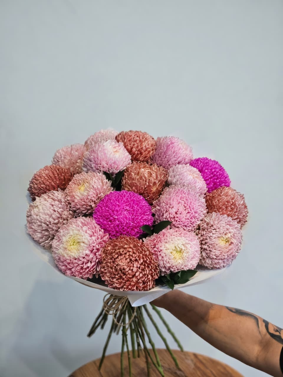 20 Pink & Coral Chrysanthemum Peonies Bouquet