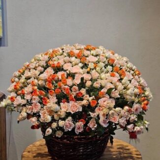 Peach & Blush Baby Roses Basket