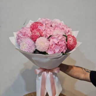 Pink Hydrangea & Chrysanthemum Bouquet