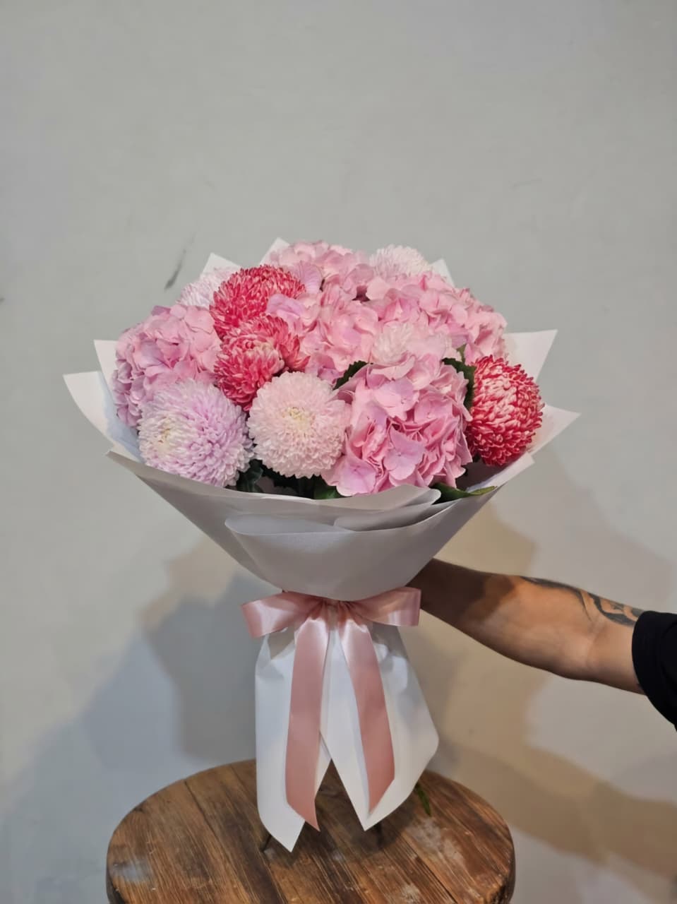 Pink Hydrangea & Chrysanthemum Bouquet