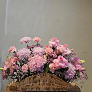 Soft Pink Hydrangea & Lily Basket