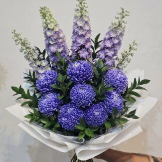 Purple Chrysanthemum & Delphinium Bouquet