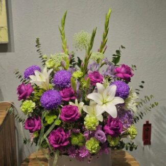 Purple Lily & Gladiolus Box Arrangement