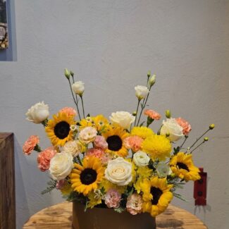 Sunflower & Rose Box Arrangement